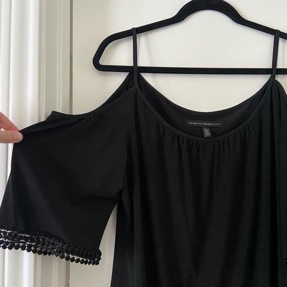 White House Black Market Cold Shoulder Black Dress Size Large - Picture 3 of 3